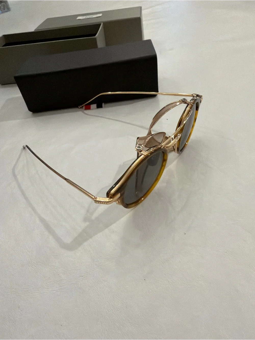Thom Browne Round Sunglasses — Honey Tortoise / 12K Gold